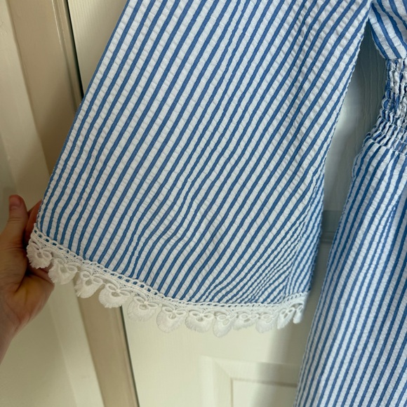 Venus Striped Bell Sleeve Dress with Lace Trim - Picture 4 of 5